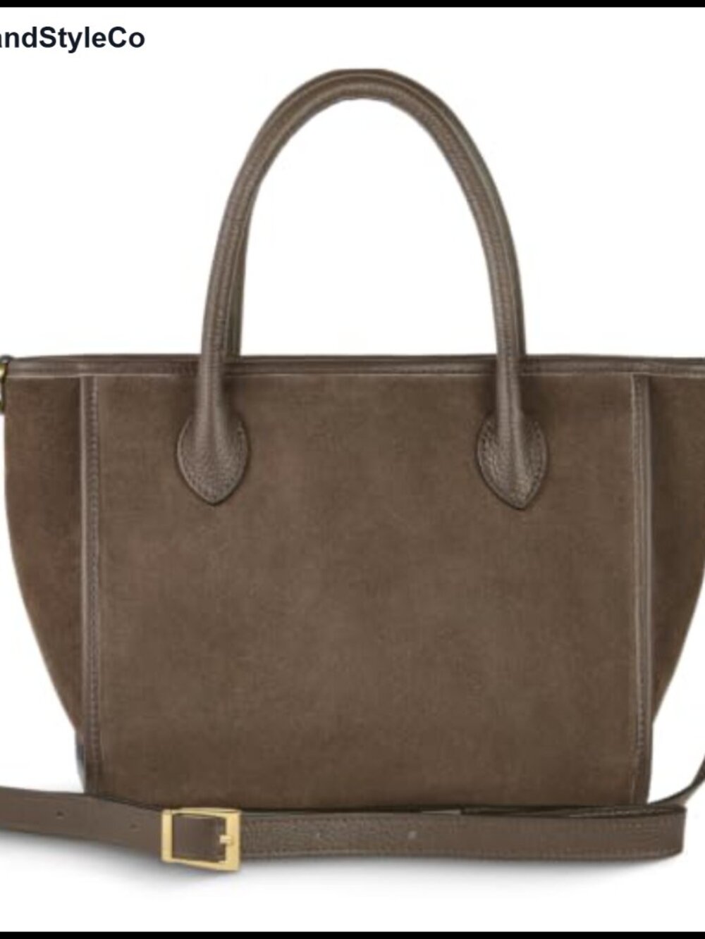 Italian Suede Top-Handle Bag with Leather Trim & Crossbody Strap